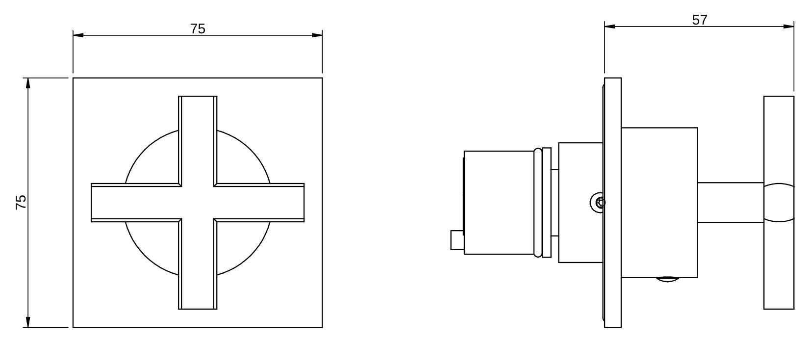 Rubinetterie Treemme 3M Showers & Thermostatics RWIT 75D5 CC 25 + RWIT 7AD5 ZZ 01 Rubinetto D'Arresto Deviatore Incasso 2 Uscite Monoforo Borchia Quadra Manopola Croce Installazione Parete Materiale Ottone Finitura Cromata Parte Interna Esterna Incluse