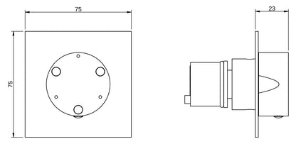 Rubinetterie Treemme 3M Showers & Thermostatics RWIT 75D6 CC 15 + RWIT 7AD5 ZZ 01 Rubinetto D'Arresto Deviatore Incasso 3 Uscite Monoforo Installazione Parete 1 Manopola Materiale Ottone Finitura Cromata Parte Interna Esterna Incluse