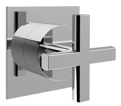 Rubinetterie Treemme 3M Showers & Thermostatics RWIT 75D6 CC 25 + RWIT 7AD5 ZZ 01 Rubinetto D'Arresto Deviatore Incasso 3 Uscite Monoforo Borchia Quadra Manopola Croce Installazione Parete Materiale Ottone Finitura Cromata Parte Interna Esterna Incluse