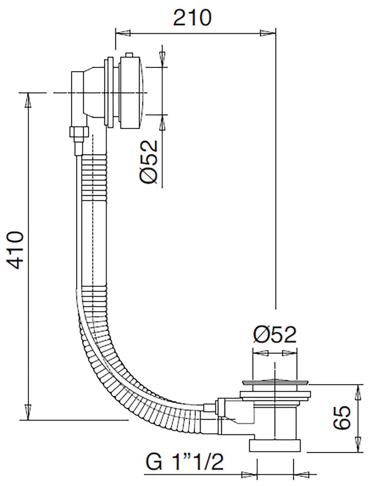 Rubinetterie Treemme 3M Spare Parts - Accessories IT 0460 CC ZZ AB Colonna di Scarico per Vasche da Bagno Materiale ABS Finitura Cromata