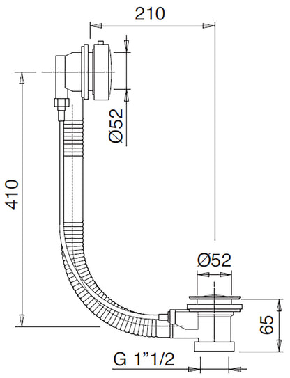 Rubinetterie Treemme 3M Spare Parts - Accessories IT 0460 CC ZZ AB Colonna di Scarico per Vasche da Bagno Materiale ABS Finitura Cromata