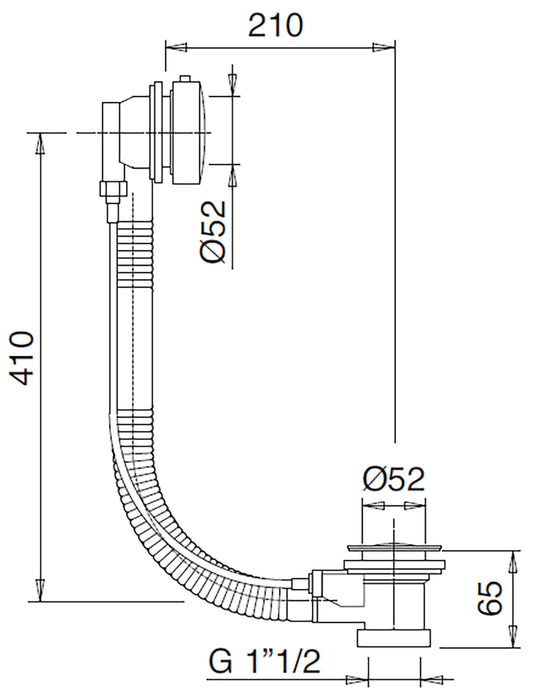 Rubinetterie Treemme 3M Spare Parts - Accessories IT 0460 CC ZZ AB Colonna di Scarico per Vasche da Bagno Materiale ABS Finitura Cromata