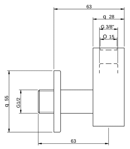 Rubinetterie Treemme 3M Spare Parts - Accessories RWIT 6527 CC 01 Rubinetto D’Arresto Con Filtro In Rete Di Acciaio Installazione Parete Monoforo Forma Quadra Materiale Ottone Finitura Cromata