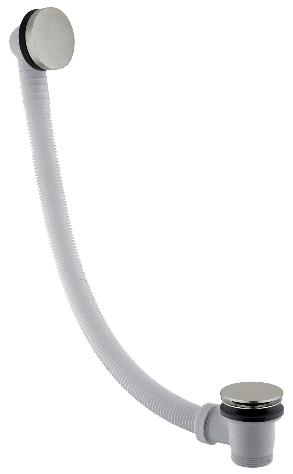 Rubinetterie Treemme 3M Spare Parts IT 0491 IS ZZ ZZ Colonna di Scarico per Vasche da Bagno Materiale ABS Colore Bianco Con Troppo Pieno e Tappo in Acciaio Finitura Inox Spazzolato Opaco