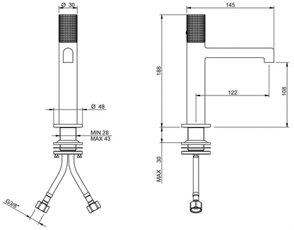 Rubinetterie Treemme 3M T30 IT 5B11 CC Z4 ZZ Miscelatore Monocomando Lavabo 108 Ad Appoggio Monoforo Materiale Ottone Finitura Cromato Stile Moderno Altezza 188 Lunghezza 145 mm