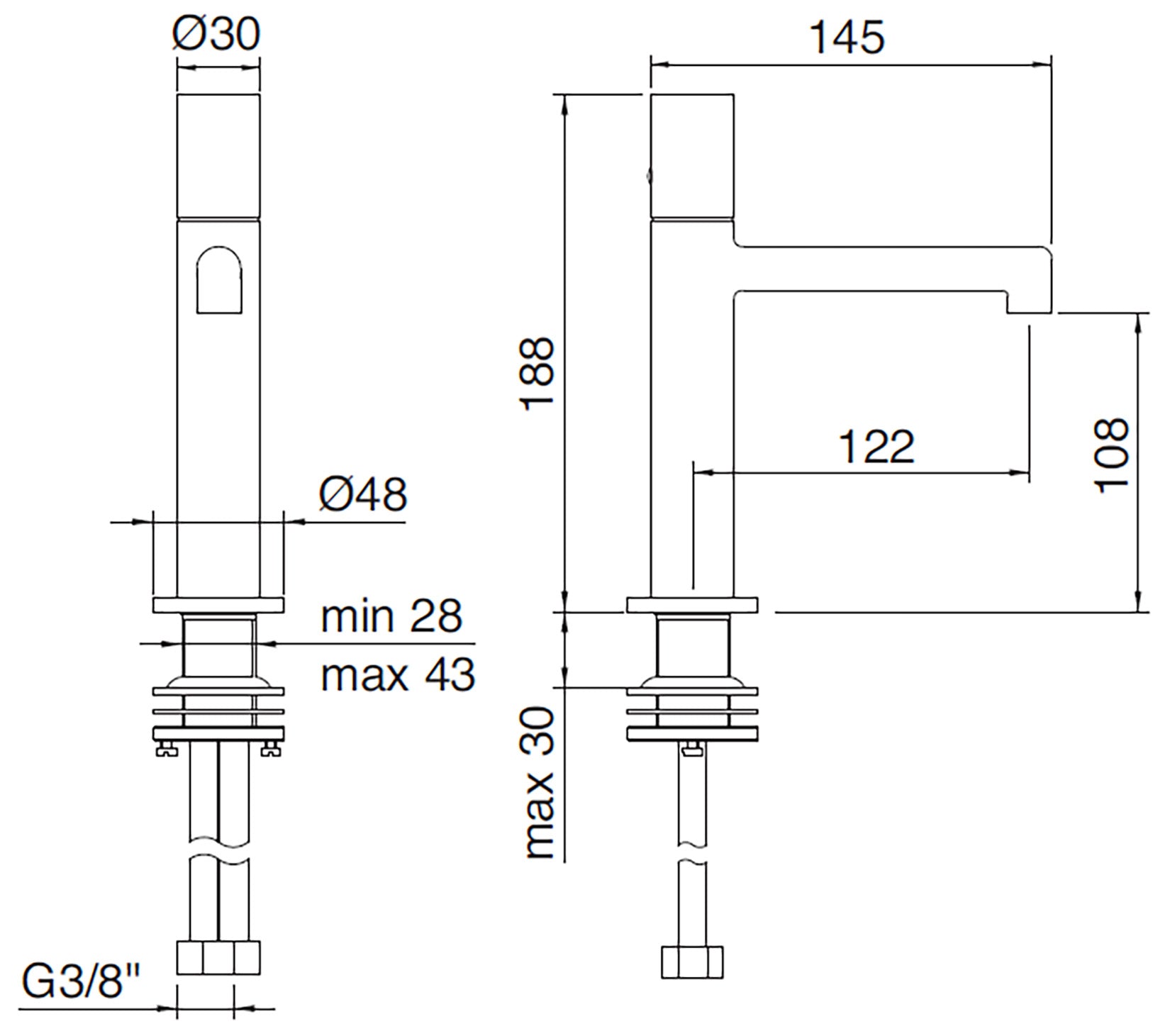 Rubinetterie Treemme 3M T30 IT 5B11 CC ZT ZZ Miscelatore Monocomando Lavabo 108 Ad Appoggio Monoforo Materiale Ottone Finitura Cromato Stile Moderno Altezza 188 Lunghezza 122 mm