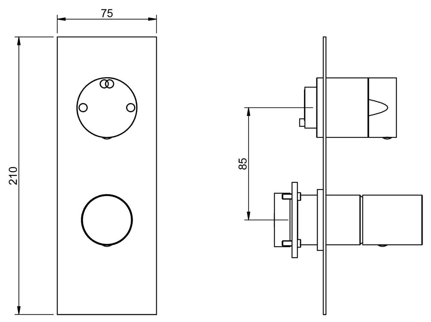 Rubinetterie Treemme 3M T30 RWIT 5BA2 CC 02 + RWIT 22A2 ZZ 01 Miscelatore Monocomando Doccia Deviatore Incasso Parete Meccanico 2 Fori 1 Manopola Forma Tonda Due Vie Materiale Ottone Finitura Cromata Con Piastra Stile Moderno Parte Interna Esterna Incluse