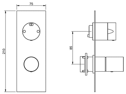 Rubinetterie Treemme 3M T30 RWIT 5BA2 CC 02 + RWIT 22A2 ZZ 01 Miscelatore Monocomando Doccia Deviatore Incasso Parete Meccanico 2 Fori 1 Manopola Forma Tonda Due Vie Materiale Ottone Finitura Cromata Con Piastra Stile Moderno Parte Interna Esterna Incluse