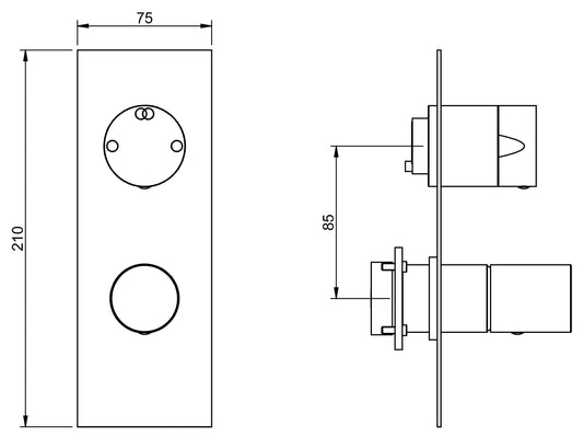 Rubinetterie Treemme 3M T30 RWIT 5BA2 CC 02 + RWIT 22A2 ZZ 01 Miscelatore Monocomando Doccia Deviatore Incasso Parete Meccanico 2 Fori 1 Manopola Forma Tonda Due Vie Materiale Ottone Finitura Cromata Con Piastra Stile Moderno Parte Interna Esterna Incluse