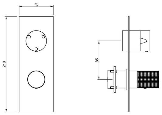 Rubinetterie Treemme 3M T30 RWIT 5BA3 CC Z4 + RWIT 22A2 ZZ 01 Miscelatore Monocomando Doccia Deviatore Incasso Parete Meccanico 2 Fori 1 Manopola Forma Tonda 3 Vie Materiale Ottone Finitura Cromata Con Piastra Stile Moderno Parte Interna Esterna Incluse