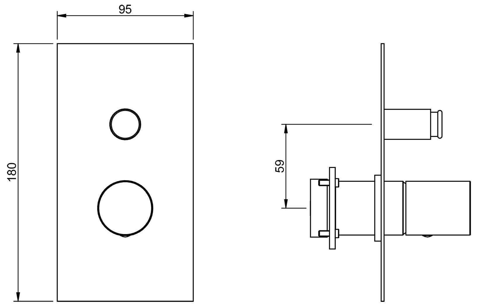 Rubinetterie Treemme 3M T30 RWIT 5BB1 CC 01 + RWIT 51B1 ZZ 03 Miscelatore Monocomando Vasca / Doccia Incasso Parete Meccanico 2 Fori 1 Manopola Forma Tonda Due Vie Materiale Ottone Finitura Cromata Con Piastra Stile Moderno Parte Interna Esterna Incluse