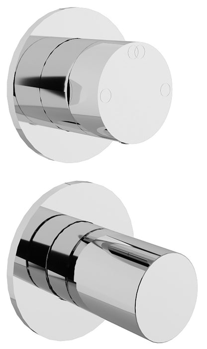 Rubinetterie Treemme 3M T30 RWIT 5BC2 CC 02 + RWIT 22A2 ZZ 01 Miscelatore Monocomando Doccia Deviatore Incasso Parete Meccanico 2 Fori 1 Manopola Forma Tonda 2 Uscite Ottone Cromato Senza Piastra Verticale Stile Moderno Parte Interna Esterna Incluse