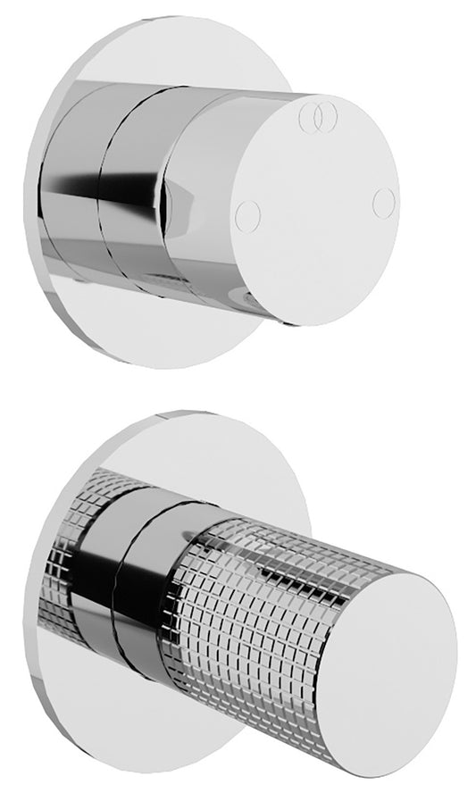Rubinetterie Treemme 3M T30 RWIT 5BC2 CC Z4 + RWIT 22A2 ZZ 01 Miscelatore Monocomando Doccia Deviatore Incasso Parete Meccanico 2 Fori 1 Manopola Forma Tonda 2 Uscite Ottone Cromato Senza Piastra Verticale Stile Moderno Parte Interna Esterna Incluse