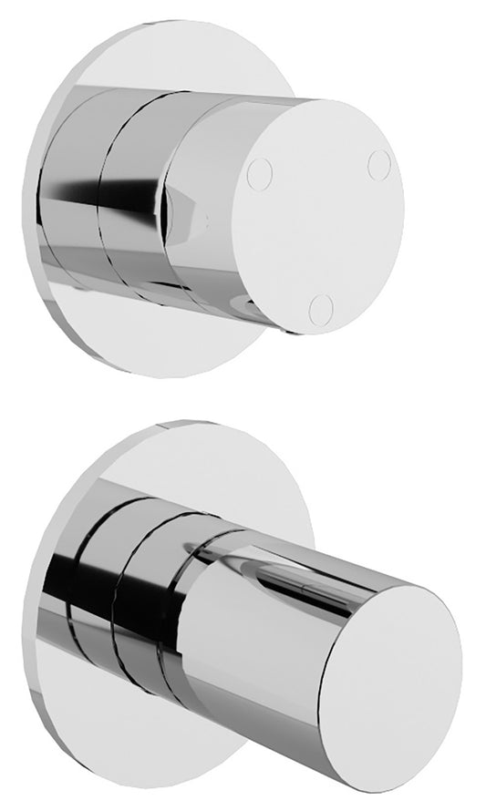 Rubinetterie Treemme 3M T30 RWIT 5BC3 CC 02 + RWIT 22A2 ZZ 01 Miscelatore Monocomando Doccia Deviatore Incasso Parete Meccanico 2 Fori 1 Manopola Forma Tonda 3 Uscite Ottone Cromato Senza Piastra Verticale Stile Moderno Parte Interna Esterna Incluse