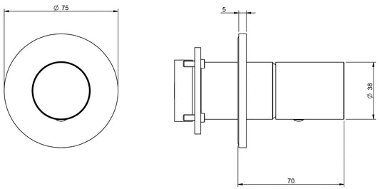 Rubinetterie Treemme 3M T30 RWIT 5BC8 CC 01 + RWIT 51A8 ZZ 03 Miscelatore Remoto Lavabo Doccia Incasso Parete Forma Tonda Monoforo Monocomando 1 Leva Materiale Ottone Finitura Cromata Stile Moderno Parte Interna Esterna Incluse