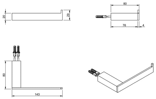 Rubinetterie Treemme 3M TAG# Quadra IT 1Z01 CC ZZ ZZ Portacarta Porta Rotolo Carta Igienica Per Bagno Installazione A Parete Forma Squadrata Lunghezza 143 mm Profondità 80 mm Materiale Ottone Finitura Cromato