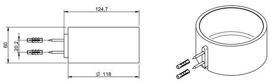Rubinetterie Treemme 3M TAG# Tonda IT 1Z04 BB ZZ 06 Cestino Doccia Basso Per Bagno Installazione A Parete Altezza 60 mm Diametro Ø118 mm Materiale Pom C Finitura Bianco Opaco