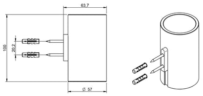 Rubinetterie Treemme 3M TAG# Tonda IT 1Z04 BB ZZ 10 Bicchiere Per Spazzolino a Muro Per Bagno Installazione A Parete Tondo Diametro Ø 57 mm Altezza 100 mm Materiale Pom C Finitura Bianco