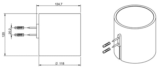 Rubinetterie Treemme 3M TAG# Quadra IT 1Z04 BB ZZ 12 Cestino Doccia Alto Per Bagno Installazione A Parete Altezza 120 mm Diametro Ø118 mm Materiale Pom C Finitura Bianco Opaco