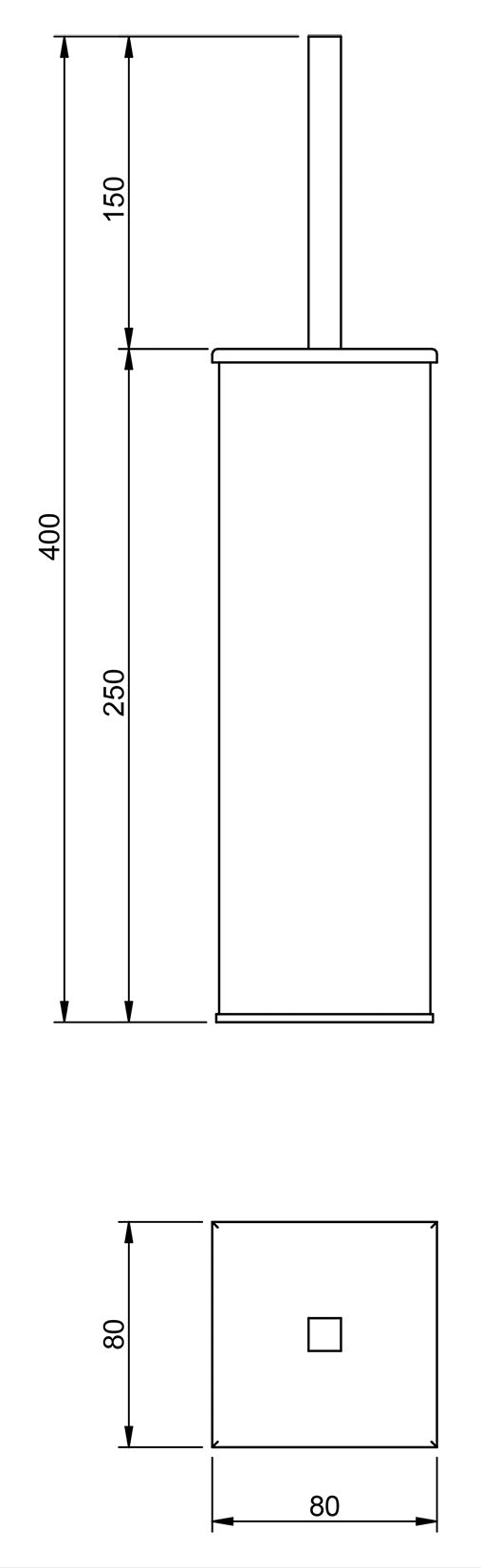 Rubinetterie Treemme 3M TAG# Quadra IT 1Z07 CC ZZ ZZ Portascopino Per Bagno Installazione Ad Appoggio Forma Squadrata Larghezza Profondità 80 mm Altezza 400 mm Materiale Ottone Finitura Cromata