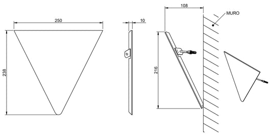 Rubinetterie Treemme 3M TAG# Tonda IT 1Z36 BB ZZ ZZ Ripiano Angolare Doccia Per Bagno Forma Triangolo Installazione A Parete Misura 250x238 mm Materiale Pom C Finitura Bianco