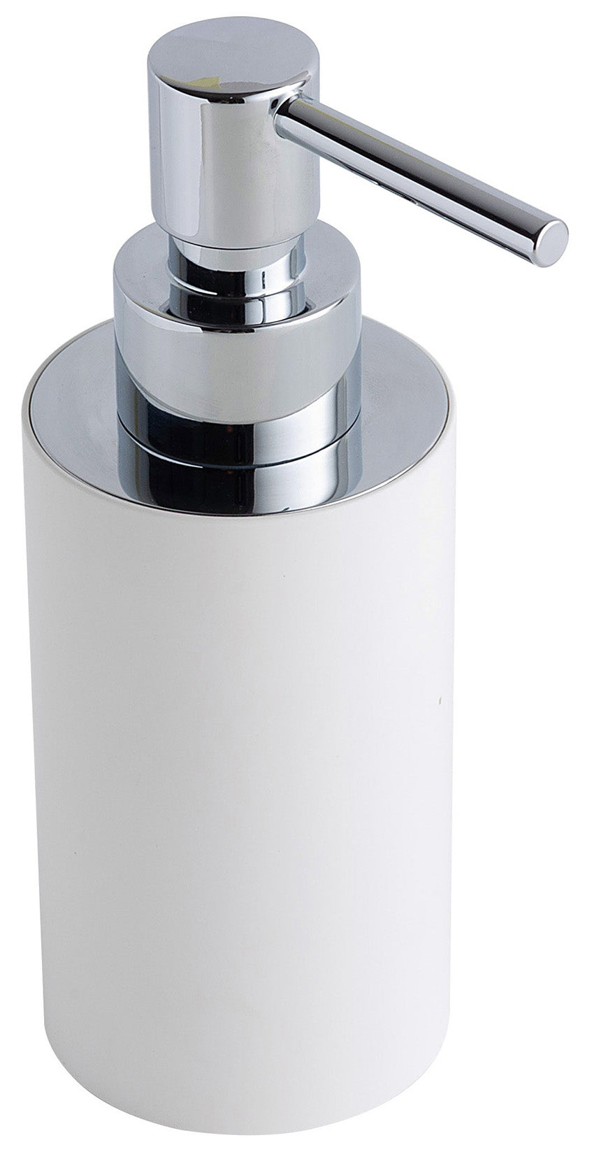 Rubinetterie Treemme 3M TAG# Tonda RWIT 1Z40 CC 01 Dosatore Dispenser Sapone Liquido Da Appoggio Pompetta Ottone Cromato Bicchiere Pom C Bianco Opaco