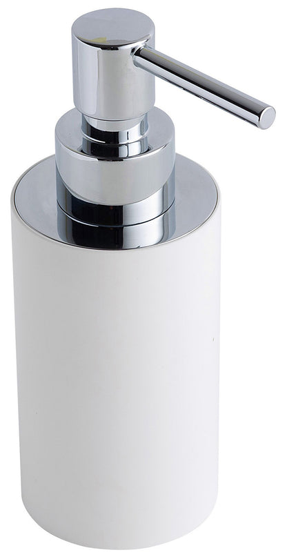 Rubinetterie Treemme 3M TAG# Tonda RWIT 1Z40 CC 01 Dosatore Dispenser Sapone Liquido Da Appoggio Pompetta Ottone Cromato Bicchiere Pom C Bianco Opaco