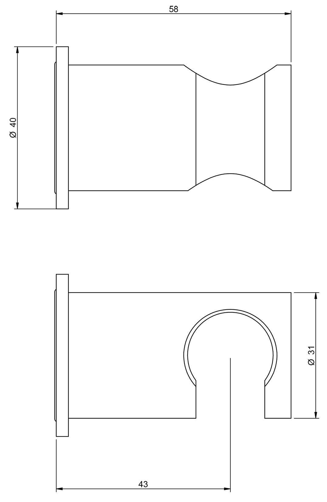 Rubinetterie Treemme 3M Contract Termo S + Showers IT RTGA 120 CC Gancio Fisso a Muro Attacco Per Doccetta a Mano Tondo Materiale Metallo Finitura Cromata
