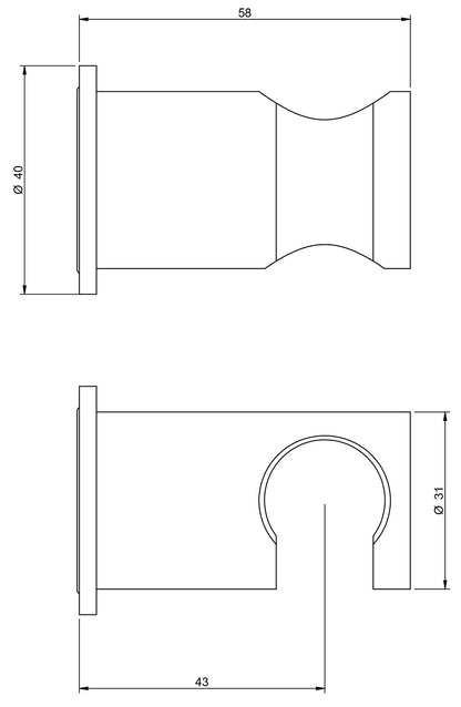 Rubinetterie Treemme 3M Contract Termo S + Showers IT RTGA 120 CC Gancio Fisso a Muro Attacco Per Doccetta a Mano Tondo Materiale Metallo Finitura Cromata