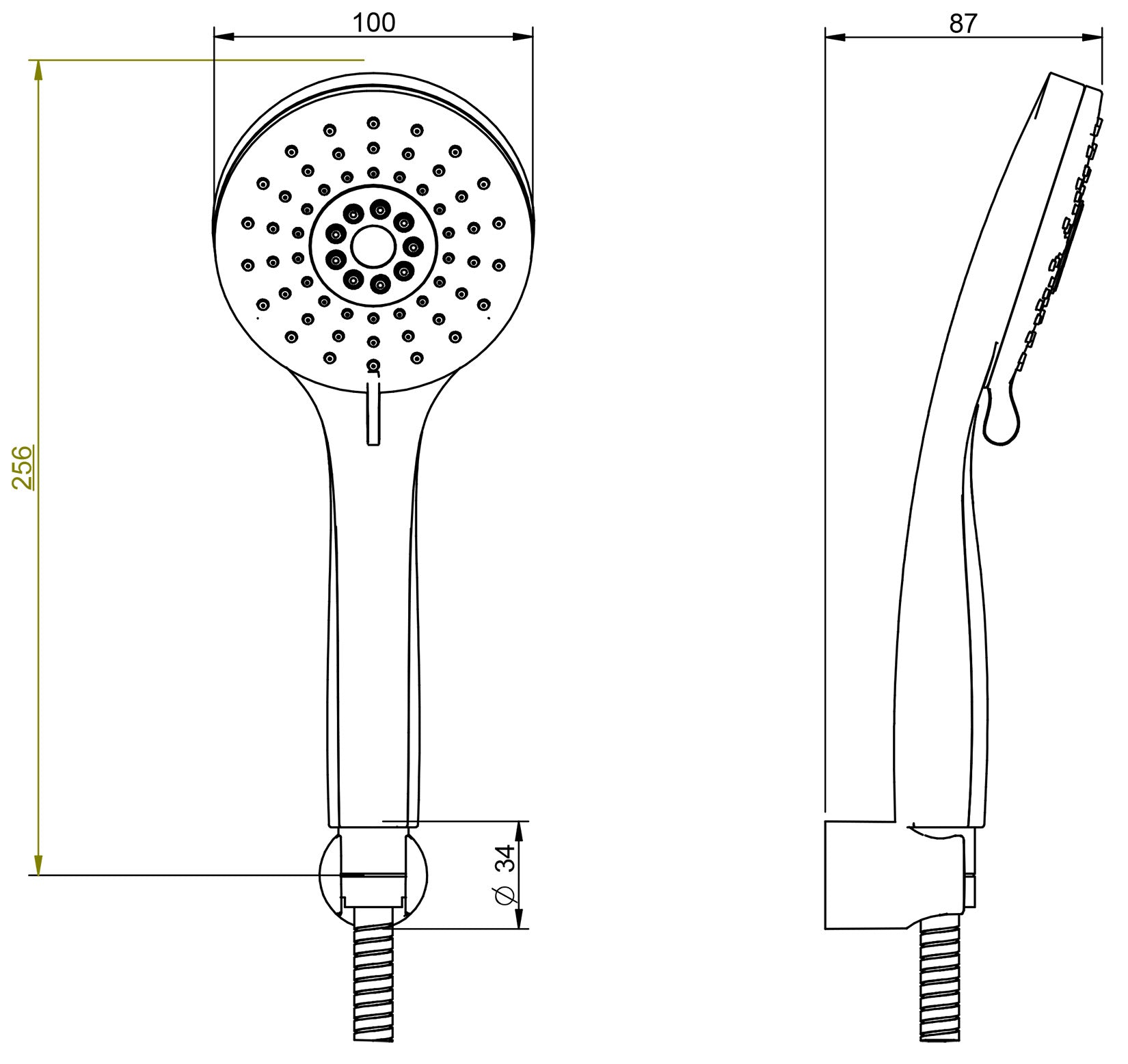 Rubinetterie Treemme 3M Termo S + Showers RWIT 5056 CC 02 Kit Gancio Doccetta In Metallo Estraibile Forma Tonda Multigetto Materiale ABS Flessibile PVC 1,5 Metri Finitura Cromata Portata 8 Litri Al Minuto