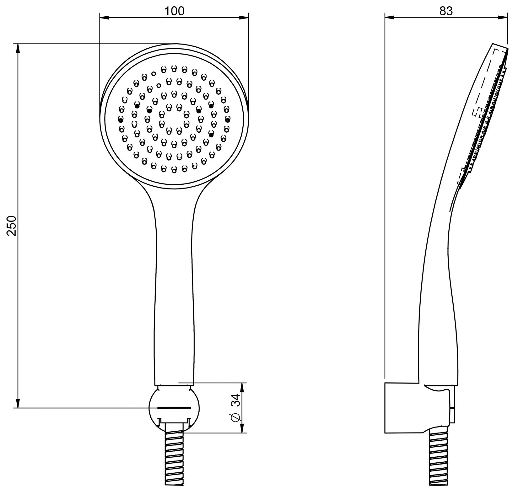 Rubinetterie Treemme 3M Termo S + Showers RWIT 5056 CC 03 Kit Gancio Doccetta In Metallo Estraibile Forma Tonda Monogetto Materiale ABS Flessibile PVC 1,5 Metri Finitura Cromata Portata 8 Litri Al Minuto