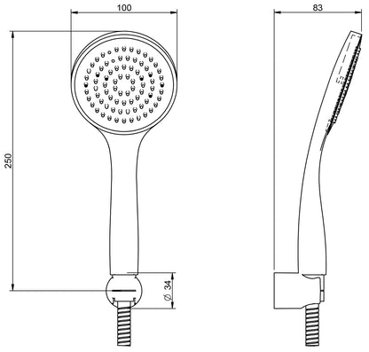 Rubinetterie Treemme 3M Termo S + Showers RWIT 5056 CC 03 Kit Gancio Doccetta In Metallo Estraibile Forma Tonda Monogetto Materiale ABS Flessibile PVC 1,5 Metri Finitura Cromata Portata 8 Litri Al Minuto