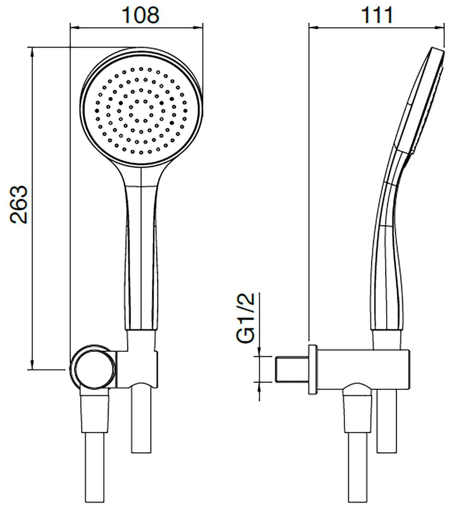 Rubinetterie Treemme 3M Contract Termo S + Showers RWIT 6534 CC 01 Duplex Kit Gancio Presa Acqua Metallo a Parete Flessibile PVC e Doccetta In Abs Forma Tonda Finitura Cromata Portata 8 Litri Al Minuto
