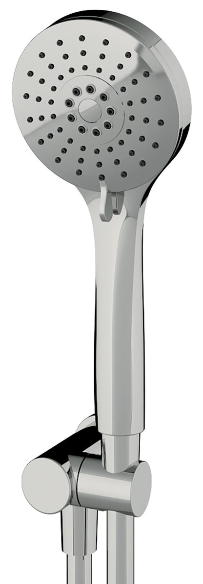 Rubinetterie Treemme 3M Contract Termo S + Showers RWIT 6534 CC 02 Duplex Kit Gancio Presa Acqua Metallo a Parete Flessibile PVC e Doccetta In Abs Forma Tonda 3 Funzioni Getto Finitura Cromata Portata 8 Litri Al Minuto