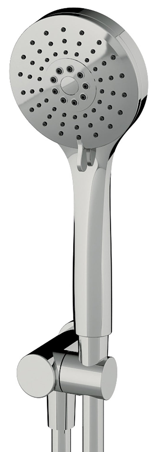 Rubinetterie Treemme 3M Contract Termo S + Showers RWIT 6534 CC 02 Duplex Kit Gancio Presa Acqua Metallo a Parete Flessibile PVC e Doccetta In Abs Forma Tonda 3 Funzioni Getto Finitura Cromata Portata 8 Litri Al Minuto