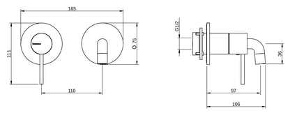 Rubinetterie Treemme 3M UP+ RWIT 6BC7 CC BC + RWIT 51A5 ZZ 01 Miscelatore Monocomando Lavabo Incasso 97 Installazione Parete 1 Leva a Sinistra 2 Fori Meccanico Moderno Posizione Orizzontale Lunghezza 106 mm Ottone Cromata Parte Interna Esterna Incluse