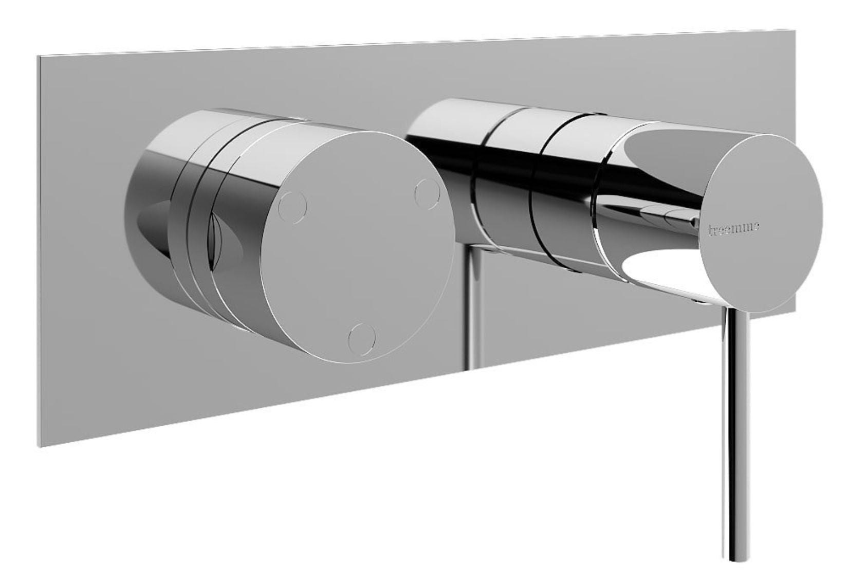 Rubinetterie Treemme 3M Up+ RWIT 6BE3 CC 01 + RWIT 22A2 ZZ 01 Miscelatore Monocomando Doccia Incasso Muro Con Deviatore 3 Uscite Meccanico Due Fori 1 Leva Con Piastra Orizzontale Staffa Per Cartongesso Ottone Cromata Parte Interna Esterna Incluse