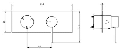 Rubinetterie Treemme 3M Up+ RWIT 6BE3 CC 01 + RWIT 22A2 ZZ 01 Miscelatore Monocomando Doccia Incasso Muro Con Deviatore 3 Uscite Meccanico Due Fori 1 Leva Con Piastra Orizzontale Staffa Per Cartongesso Ottone Cromata Parte Interna Esterna Incluse