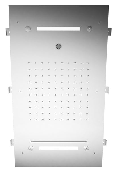 Rubinetterie Treemme 3M W-70S IT RTBR 588 CC Soffione Doccia ad Incasso a Soffitto Forma Rettangolare Misura 700x400 mm Uscita Acqua a Pioggia Cascata Nebulizzatori Getto Cromoterapia Stile Moderno Materiale Acciaio Inox Finitura Cromata