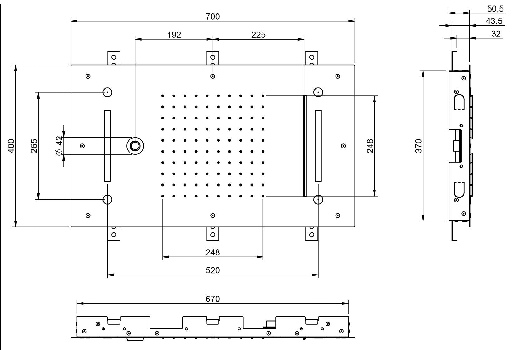 Rubinetterie Treemme 3M W-70S IT RTBR 588 CC Soffione Doccia ad Incasso a Soffitto Forma Rettangolare Misura 700x400 mm Uscita Acqua a Pioggia Cascata Nebulizzatori Getto Cromoterapia Stile Moderno Materiale Acciaio Inox Finitura Cromata