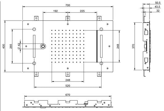 Rubinetterie Treemme 3M W-70S IT RTBR 588 CC Soffione Doccia ad Incasso a Soffitto Forma Rettangolare Misura 700x400 mm Uscita Acqua a Pioggia Cascata Nebulizzatori Getto Cromoterapia Stile Moderno Materiale Acciaio Inox Finitura Cromata