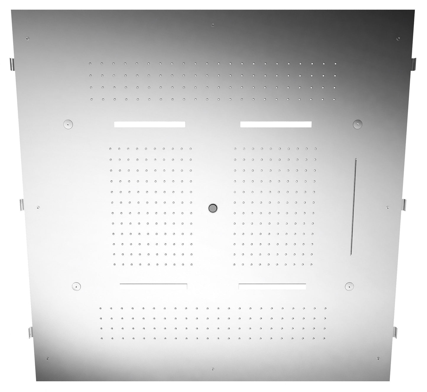 Rubinetterie Treemme 3M W-70S IT RTBR 589 CC Soffione Doccia ad Incasso a Soffitto Forma Quadrata Misura 950x950 mm Uscita Acqua a Pioggia Cascata Nebulizzatori Getto Cromoterapia Stile Moderno Materiale Acciaio Inox Finitura Cromata