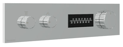 Rubinetterie Treemme 3M W-70S RWIT 7B86 CC 01 + RWIT 7B94 ZZ 30 Miscelatore Doccia Termostatico Incasso 2 Uscite Parete 3 Fori Display Elettronico Digitale Parte Interna Esterna Incluse Stile Moderno Con Piastra Materiale Ottone Finitura Cromata