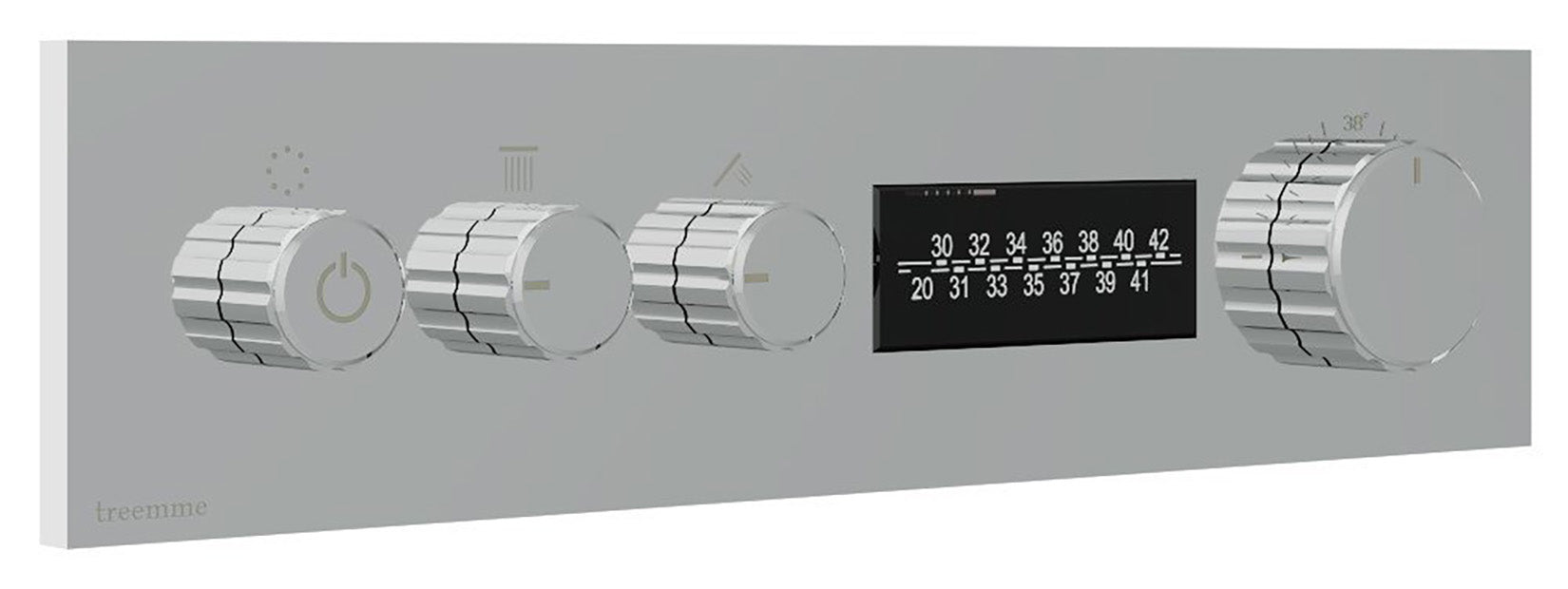 Rubinetterie Treemme 3M W-70S RWIT 7B86 CC LD + RWIT 7B94 ZZ 30 Miscelatore Doccia Termostatico Incasso 2 Uscite Per LED Parete 4 Fori Manopole Display Elettronico Digitale Parte Interna Esterna Incluse Stile Moderno Con Piastra Ottone Cromata