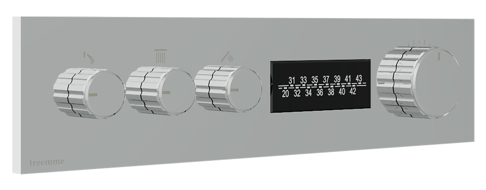 Rubinetterie Treemme 3M W-70S RWIT 7B94 CC 01 + RWIT 7B94 ZZ 30 Miscelatore Doccia Termostatico Incasso 3 Uscite Parete 4 Fori Display Elettronico Digitale Parte Interna Esterna Incluse Stile Moderno Con Piastra Materiale Ottone Finitura Cromata