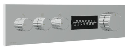 Rubinetterie Treemme 3M W-70S RWIT 7B94 CC 01 + RWIT 7B94 ZZ 30 Miscelatore Doccia Termostatico Incasso 3 Uscite Parete 4 Fori Display Elettronico Digitale Parte Interna Esterna Incluse Stile Moderno Con Piastra Materiale Ottone Finitura Cromata