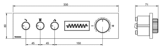 Rubinetterie Treemme 3M W-70S RWIT 7B94 CC 01 + RWIT 7B94 ZZ 30 Miscelatore Doccia Termostatico Incasso 3 Uscite Parete 4 Fori Display Elettronico Digitale Parte Interna Esterna Incluse Stile Moderno Con Piastra Materiale Ottone Finitura Cromata