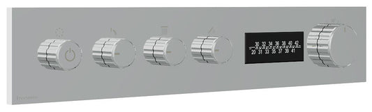 Rubinetterie Treemme 3M W-70S RWIT 7B94 CC LD + RWIT 7BF4 ZZ 30 Miscelatore Doccia Termostatico Incasso 3 Uscite Per LED Parete 5 Fori Manopole Display Elettronico Digitale Parte Interna Esterna Incluse Stile Moderno Con Piastra Ottone Cromata