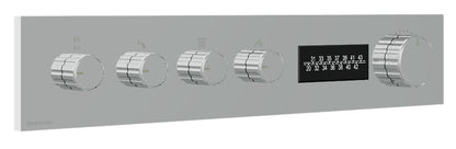 Rubinetterie Treemme 3M W-70S RWIT 7BF4 CC 01 + RWIT 7BF4 ZZ 30 Miscelatore Doccia Termostatico Incasso 4 Uscite Parete 5 Fori Display Elettronico Digitale Parte Interna Esterna Incluse Stile Moderno Con Piastra Materiale Ottone Finitura Cromata