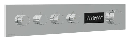 Rubinetterie Treemme 3M W-70S RWIT 7BF4 CC 01 + RWIT 7BF4 ZZ 30 Miscelatore Doccia Termostatico Incasso 4 Uscite Parete 5 Fori Display Elettronico Digitale Parte Interna Esterna Incluse Stile Moderno Con Piastra Materiale Ottone Finitura Cromata